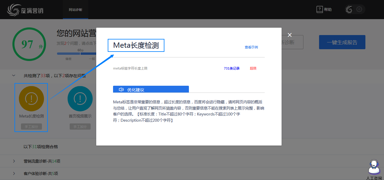 网站营销力检测优化建议